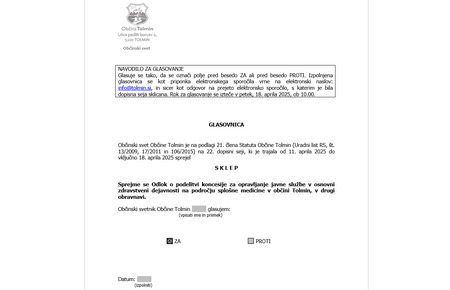 Glasovnica 22. (dopisne) seje OS